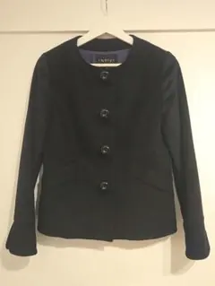 【極美品】INDIVI アンゴラ60% ショートコート フォックスファー付 黒M