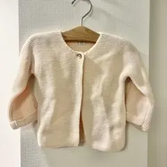 プチバトー　ガーター編みニットカーディガン　ライトピンク　18ヶ月81cm