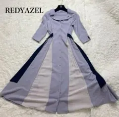✨美品✨　レディアゼル　配色ダブルバックルシャツ　半袖ワンピース　ラベンダー