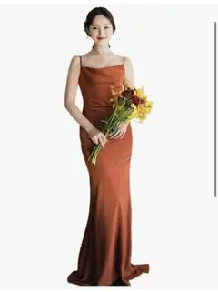 テラコッタ色 ドレス　結婚式　前撮り　二次会