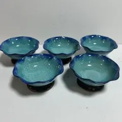 k64 飛騨小糸焼 花形 高台向付 小鉢 5客組① - メルカリ