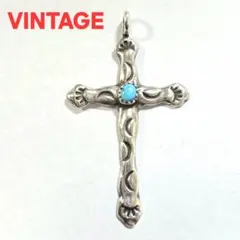 Vintage Sterling Silver Turquoise Cross