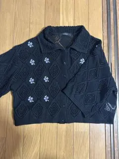 【即購入で値下げ⭕️】 w closet 黒 レース編み カーディガン