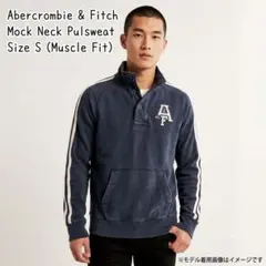 アバクロンビー&フィッチ ハーフボタン スウェット S 紺 ワッペン ラインのサムネイル