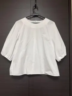 無印　ホワイト バルーンスリーブ シャツ L