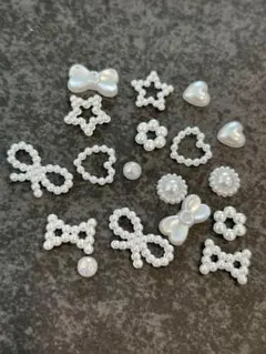 リボン ハート 星 パール ネイルパーツ 18個セット