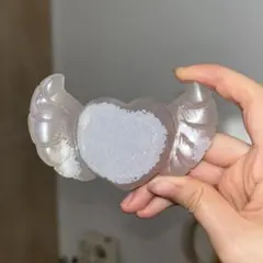 キラキラ 瑪瑙 アゲート ハート 翼 天然石 置物 ドゥルージー