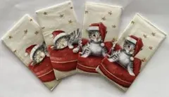 38-ポケットサイズ　クリスマス柄 子猫 ペーパーナプキン 4枚