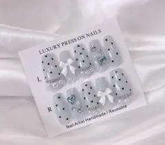 473ちゅるんネイルチップ 韓国 量産型 ワンホン フレンチガーリー