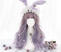 ピンクラベンダーブラウンロングウィッグ　コスプレ　ハロウィン　ステラルー　Dハロ