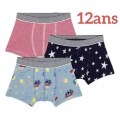 新品 未使用 プチバトー トランクス 3枚組 星座 流れ星 12ans