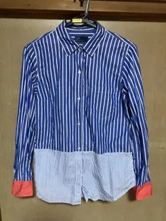 GAP 青白ストライプ 長袖シャツ S