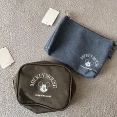 ミッキーマウス ポーチセット グレー・カーキ