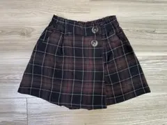 茶色系チェック柄ショートパンツ(130)