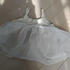 アイボリー 花モチーフベビーチュールレースワンピース　70