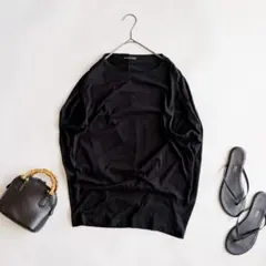 mizuiro ind コットンレーヨン コクーンプルオーバー 黒　洗濯可のサムネイル