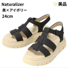 美品✨ Naturalizer 厚底 サンダル 黒 ×アイボリー　24cm 現行のサムネイル