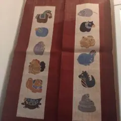 麻100% 動物モチーフ のれん