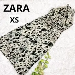 ZARA ザラ アニマル柄 ハイネック ロングワンピース 緑系 XSのサムネイル