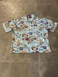 XXL】MLB ドジャース 総柄 アロハシャツ Cooperstownのサムネイル