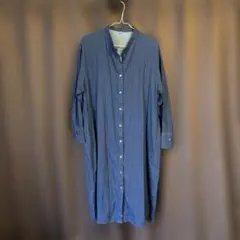 青い長袖シャツワンピース XS-S