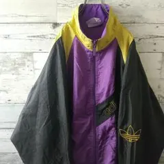 希少サイズ☆アディダス 刺繍ロゴ 切替 ナイロンジャケット 3L 80s