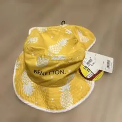 BENETTON イエローパイナップル柄ハット　UV 撥水加工