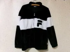 104872　FILA フェイクファージャケット　黒Ｘ白　サイズL