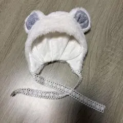 ブライス サイズのくま耳帽子 真っ白もふもふのサムネイル