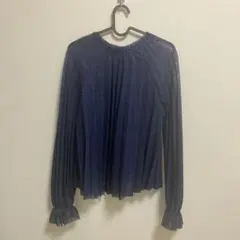 ZARA ネイビー フリル袖 シャツ Sサイズ