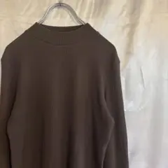 無印良品 ストレッチリブ編みハイネック長袖Tシャツ サイズM ブラウン