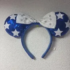青色 星柄 スパンコール カチューシャ