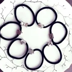 リボンと動物モチーフのヘアゴム7個セット