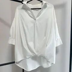 as know as アイボリー プルオーバーシャツ 五分袖 トップス 襟付き