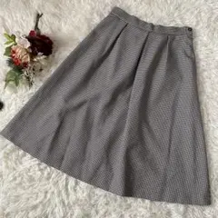 【any sis/エニィスイス】フレアスカートブラックホワイト チェック柄(Ｌ)