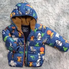 限定価格！NEXTダウンジャケット、90センチ動物、総柄、ブルー、アウター