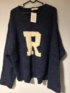 niko and... Rロゴ ニットセーター ネイビー