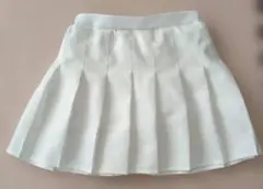 ホワイト プリーツスカート ゴム入り