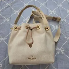美品】ケイト・スペード 巾着ショルダーハンドバッグ アイボリー 