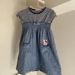 ストライプデニムワンピース 100cm 半袖