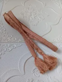 未使用品■ピンクベージュ　帯締め　平組　正絹