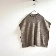 美品 シーズンリーズン しまむら ケーブル ニット ベスト ハイネック XL