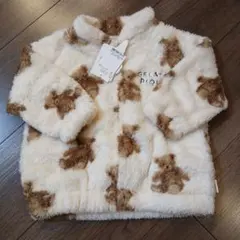 新品 ジェラートピケ BABY ベア柄 ジップアップジャケット 80-90