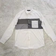 【未使用級】コムサイズム 長袖シャツ パネルデザイン M 白