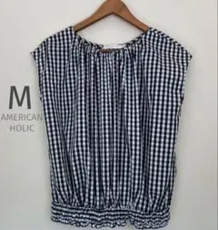 AMERICAN HOLIC ギンガムチェック フレンチスリーブ　トップス M