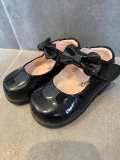 Casanella 黒 リボン付きキッズシューズ 13.0