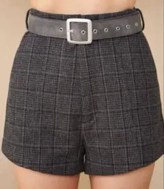 ダーリッチ ハイウエストチェックショートパンツ