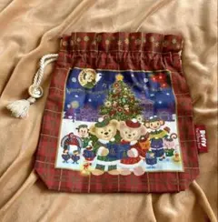 東京ディズニーシー ダッフィー＆フレンズ 巾着袋 クリスマス 足跡チャーム付き