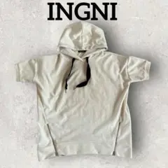 INGNI 半袖パーカー フード付きパーカー プルパーカー (M) ホワイト系
