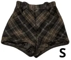 andmary Ribbon check mini pants/ brown M - メルカリ